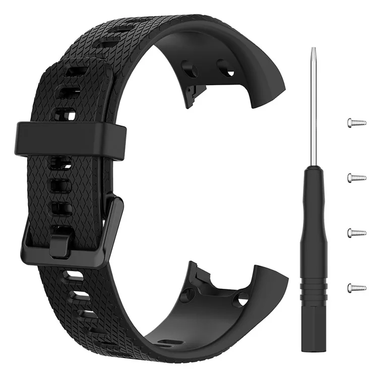 

For Garmin Vivosmart HR Replacement Strap Textured Silicone Watch Band with Screwdriver - Black
