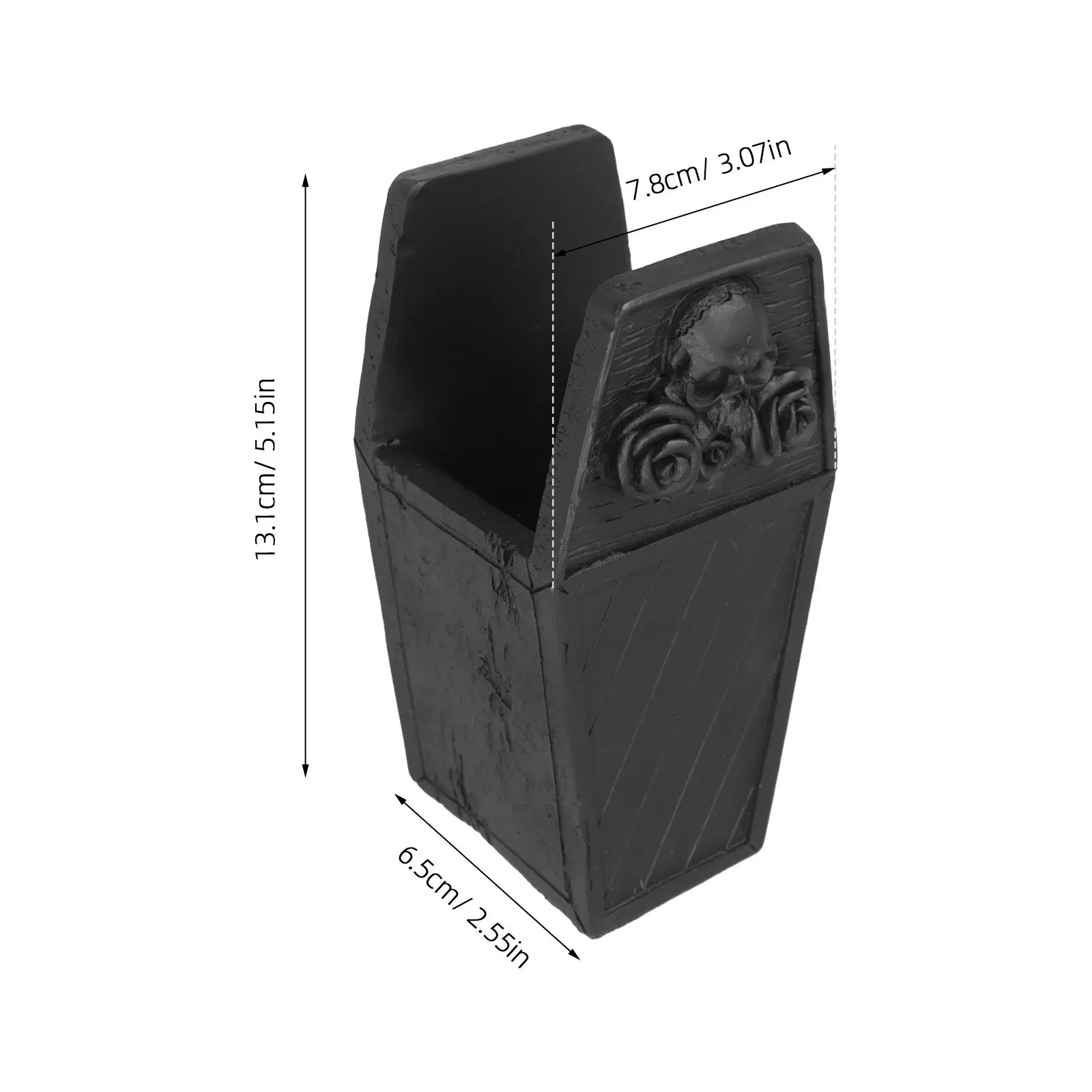 Resin Goth Coffin Desktop Organizer Skull Design Pen Holder Brushes Pencil Stationery Storage Container Spooky Halloween Vanity