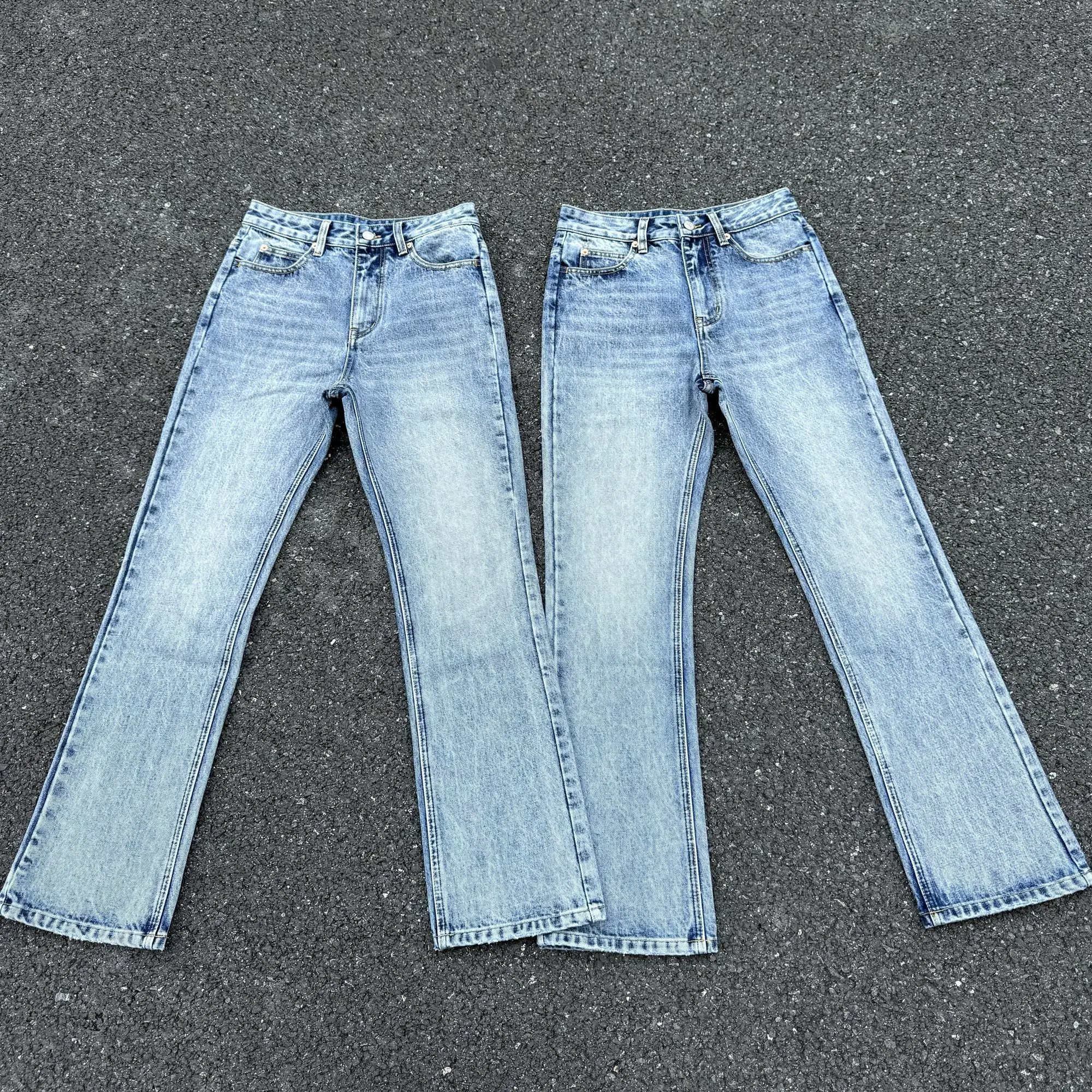 กางเกงยีนส์หรูสำหรับผู้ชาย กางเกงยีนส์ระดับไฮเอนด์ของแท้ ทรงคลีนฟิต ไมโครพูล ลายหิมะ กางเกงอเนกประสงค์สำหรับผู้ชาย