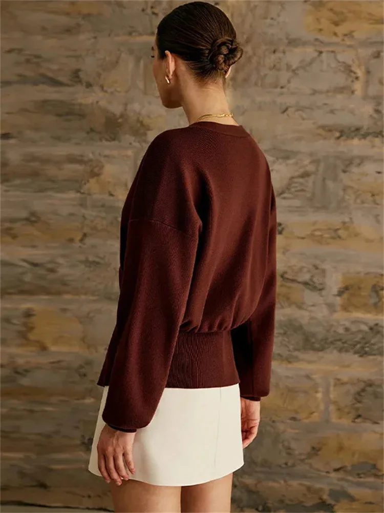 Tossy Knitwear V-Neck Cardigan Coat For Women Long Sleeve Fashion Autumn 2024 Elegant Cropped Outwear Knit Women\'s Cardigan Top