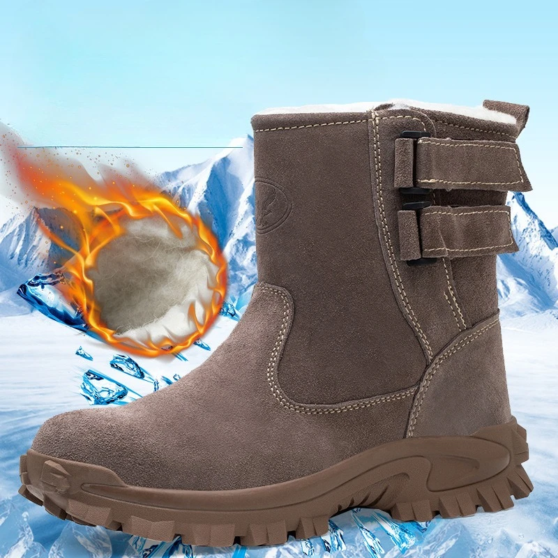 Winter Safety Protective Boots Men Shoes Puncture-Proof Work Boots Steel Toe Shoes Warm Plush Snow Boots Indestructible Shoes