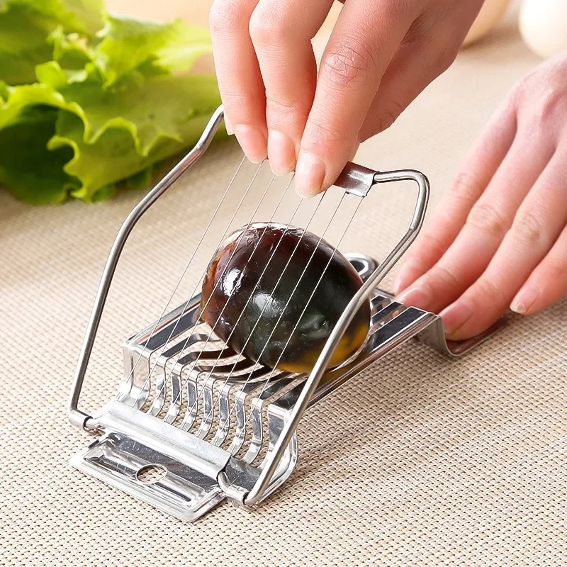 Multipurpose Stainless Steel Egg Slicer for Hard Boiled Eggs Wire Egg Slicer Aluminum Egg Cutter Heavy Duty Slicer