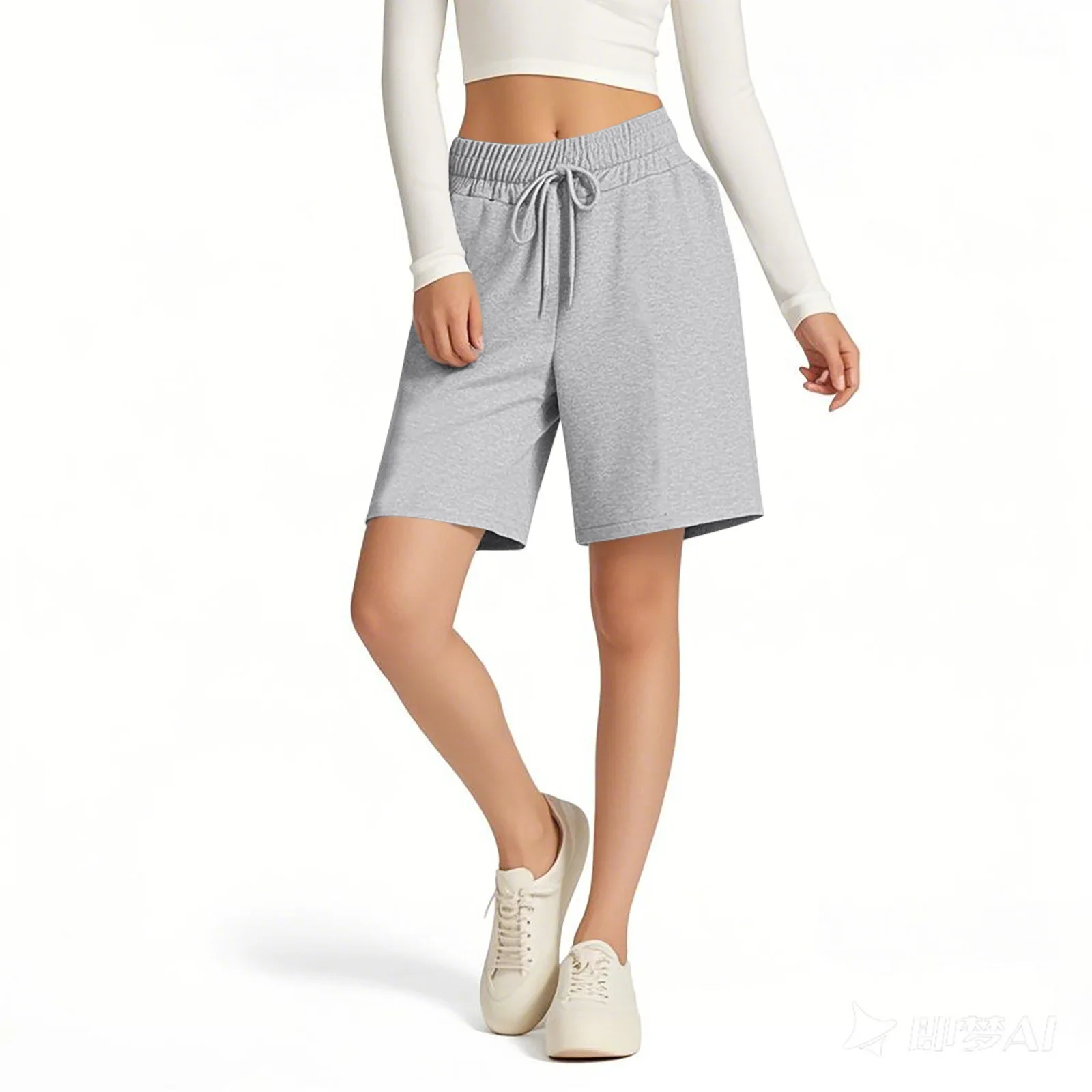 Women's Summer Casual Shorts Drawstring Solid Color Cotton Linen Short Pants Female Loose Straight Jogging Outdoor Streetwear