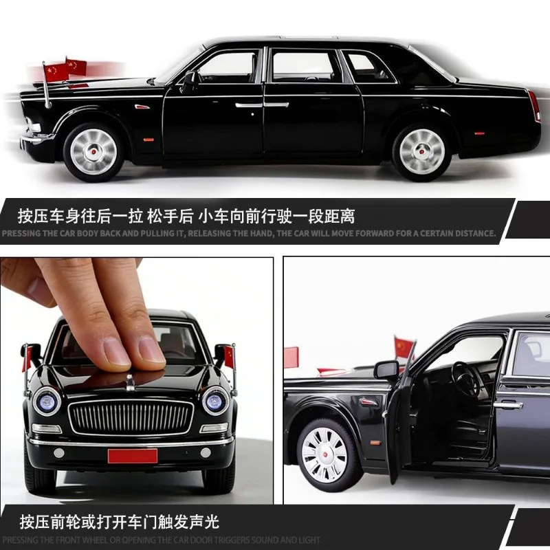 1:32 Scale Hongqi L5 State Guest Car Diecast Alloy Luxury Sedan Model Official Licensed for Collection Gift Home Decor Ornament