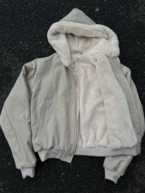 

Thickened Fleece Autumn Winter Jacket Men's Washed Canvas Cotton Coat Heavy-duty Casual Style Zipper Closure Hooded Jacket
