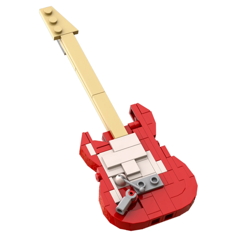 Gobricks MOC Band Guitar Trumpeter Singer Musical Customized Red Guitar Building Block Kit Decoration Bricks Toys Gift for Kids
