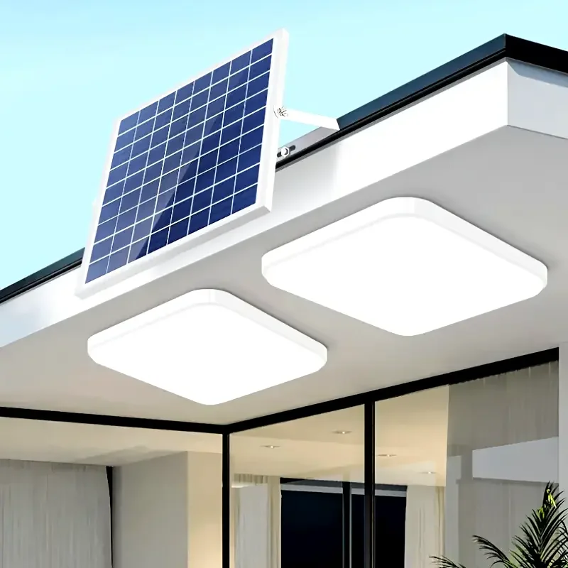 

Набор солнечных светодиодных потолочных светильников с дистанционным управлением. Подходит для двухцветного регулируемого освещения. Солнечный свет для спальни. Сады.