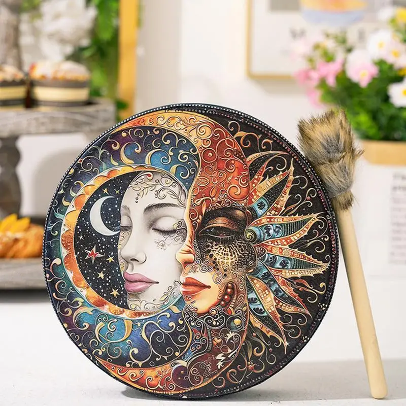 Shamanic Drum Handmade Percussion Instrument Fashionable 10 Inch Egyptian Pharaoh Moon Goddess Drum Hand Drum With Drum Stick