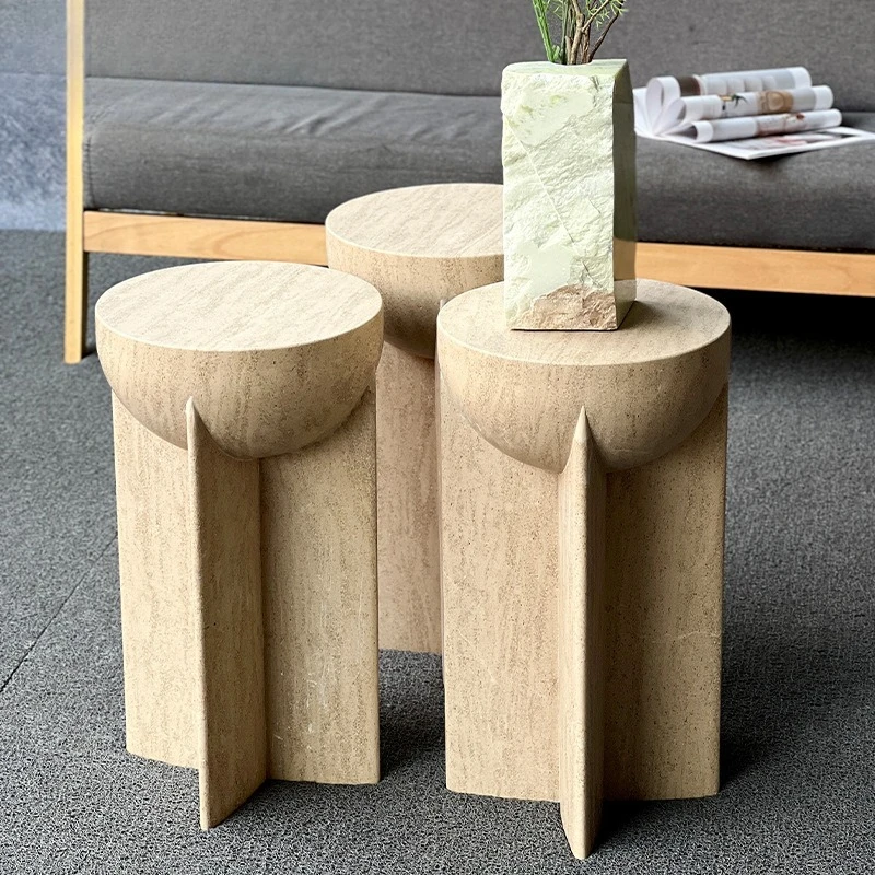 Simple light luxury natural yellow marble corner few modern sofa side cabinet