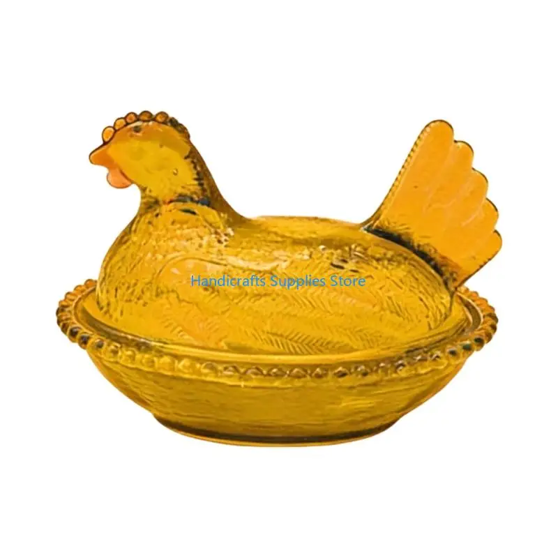 R1WA Plastic Hen on Nest Candy Dish with Lid Trinket Box Gift for Easter Birthday Anniversary and Housewarmings Celebration