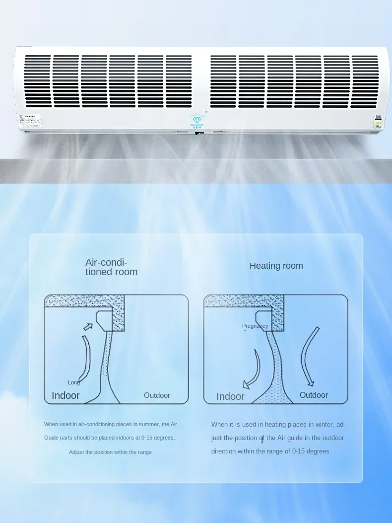 저소음 다이아몬드 강풍 공기 문짝, 상업 상점 및 레스토랑용, 220V