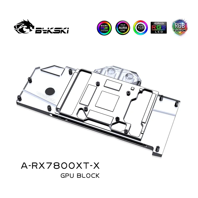 Bykski GPU Block for AMD Radeon RX7800XT Reference Edition Video Card Water Cooling / Full Cover / Copper Radiator A-RX7800XT-X