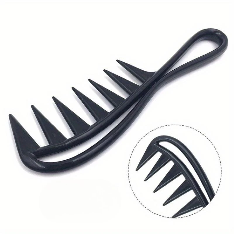 5Pcs Wide Tooth Shark Plastic Comb Detangler for Curly Hair Salon Styling Massage Tool