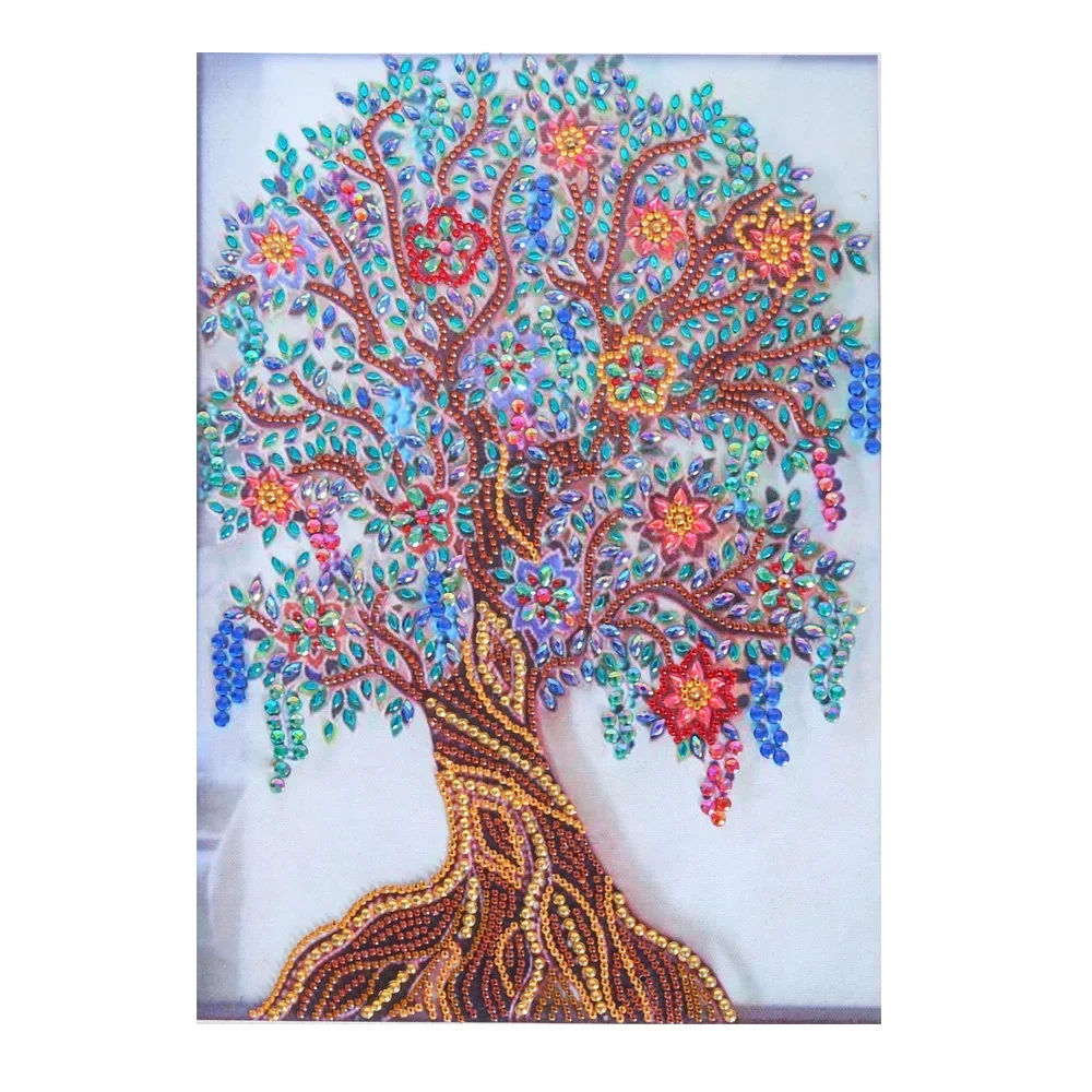 5D Partial Drill Cross Stitch Kits Crystal Rhinestone of Picture Special Shaped Diamond Life Tree Paint Embroidery Arts Craft