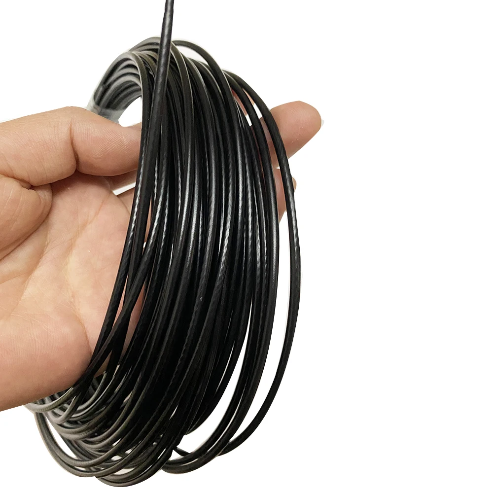 20Meter Steel PVC Coated Flexible Wire Rope Black Soft Cable Stainless Steel Rustproof Clothesline OD 2.5mm WIth Aluminum Sleeve