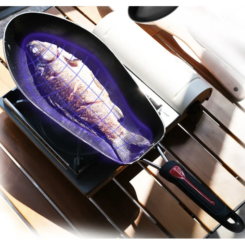 3D fish shaped non stick pan, braised and grilled pan, fuel-efficient and non skin breaking frying pan