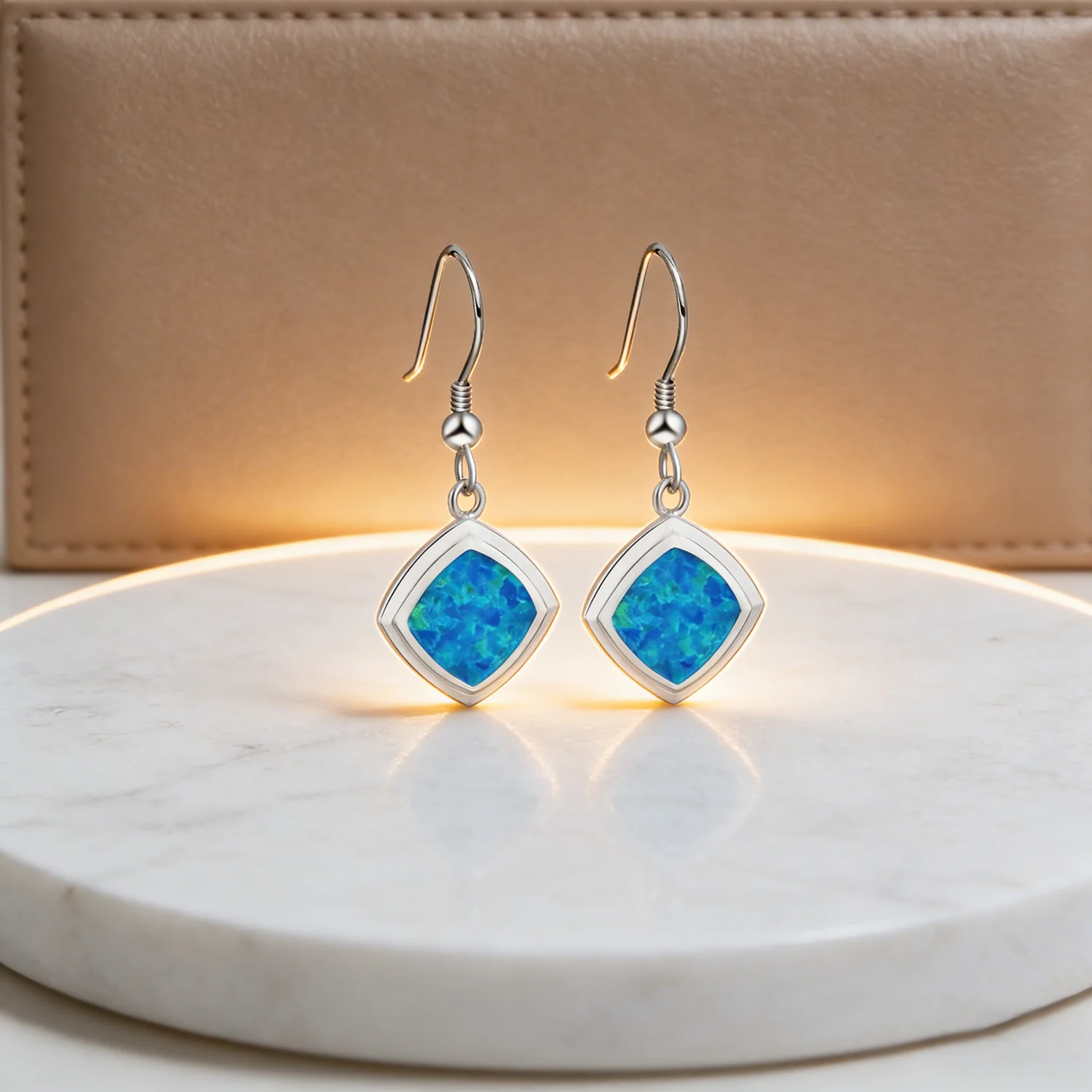 Geometryczne kolczyki kwadrato – Opal Earrings Dangle recenzja i cena