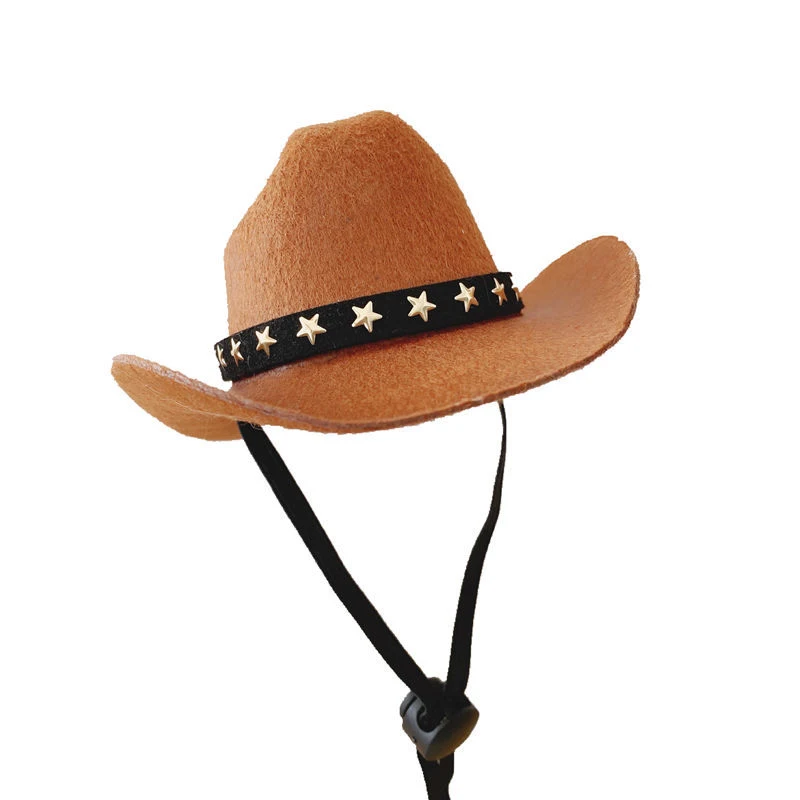 Non-Woven Fabric Stylish Pets Star Cowboy Hat Soft Adjustable Straps Cap Street Parties for Puppy Medium Large Dogs Cat Supplies