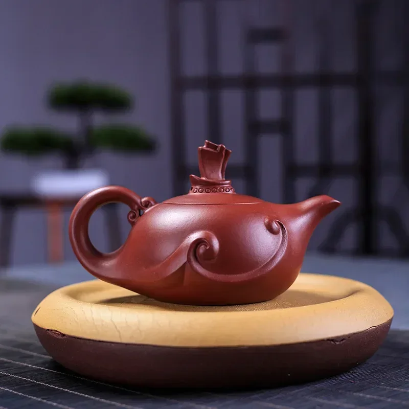 Yixing Genuine Dahongpao Purple Clay Pot Hand lettering Smooth sailing Teapot Chinese Kung Fu tea set gift pot  210cc