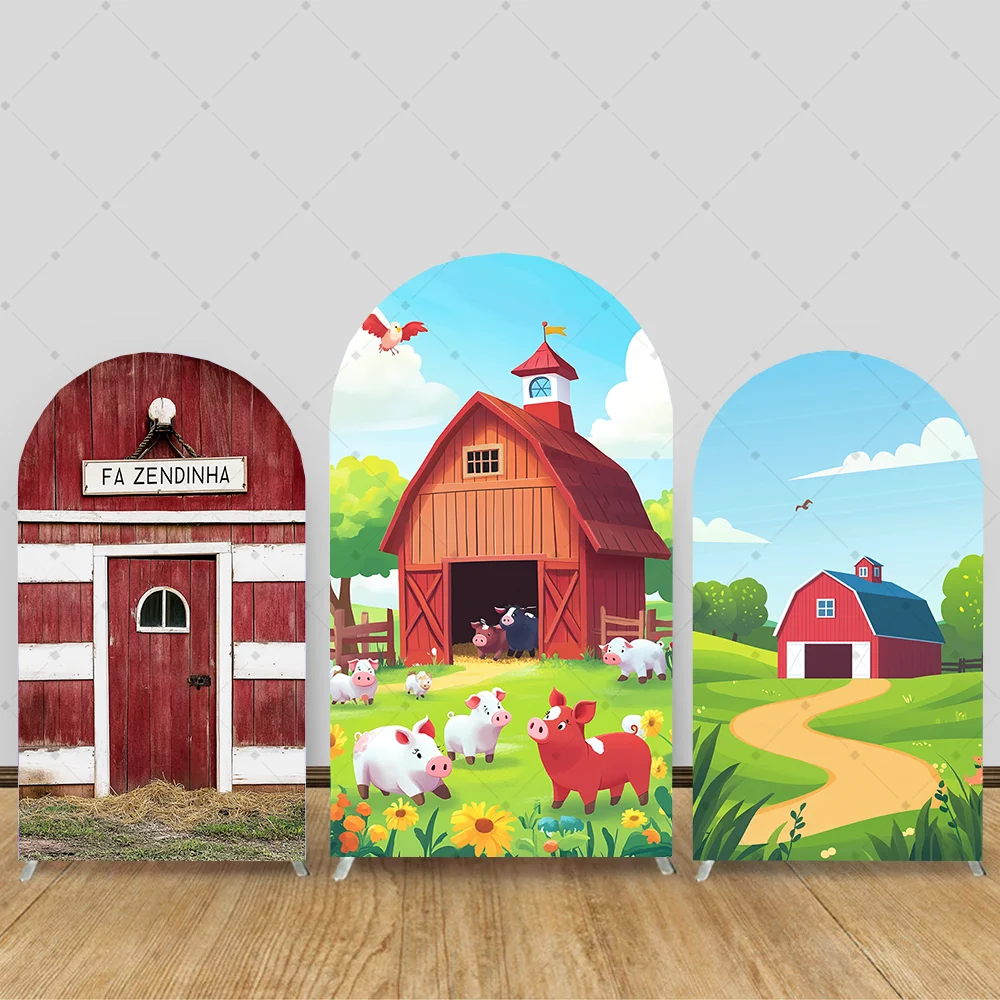 

Farm Birthday Arch Cover Chiara Backdrops Barn Wall Photo Background for Kids Baby Shower Party Decoration Props