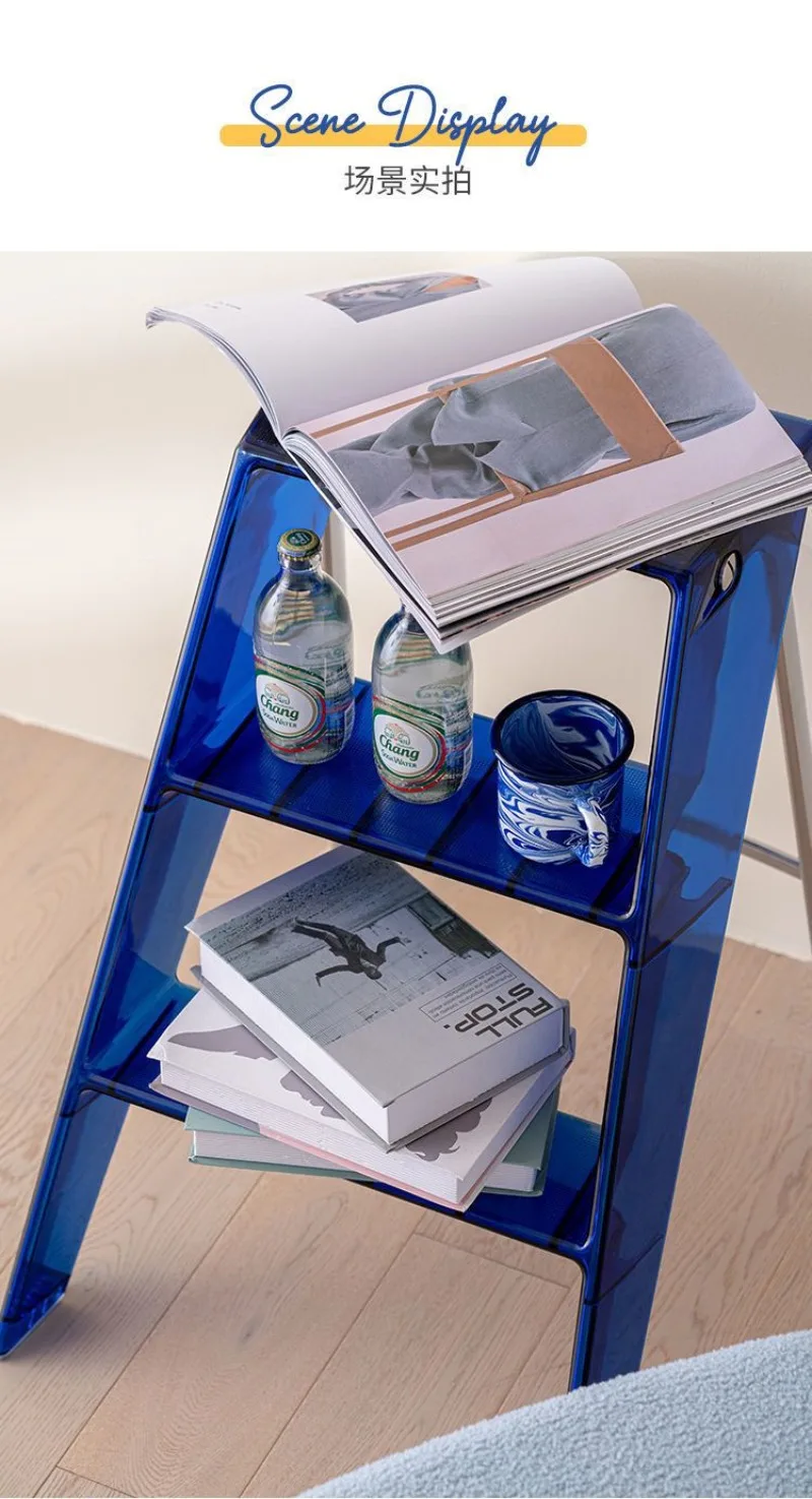 Step Stools & Step Ladders Kitchen Furniture, Creative Portable Acrylic Folding Chair, Indoor Transparent 3‑Step Stool image 6