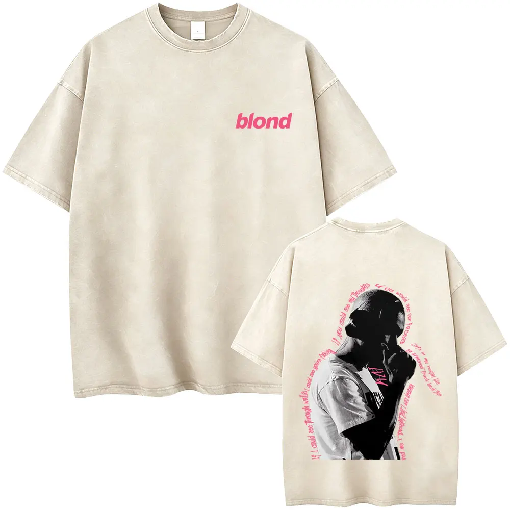 

Washed Vintage Rapper Frank Ocean Blond Graphic T-shirt Men Women Hip Hop Fashion Pop Music T-shirts Men's Oversized T Shirts