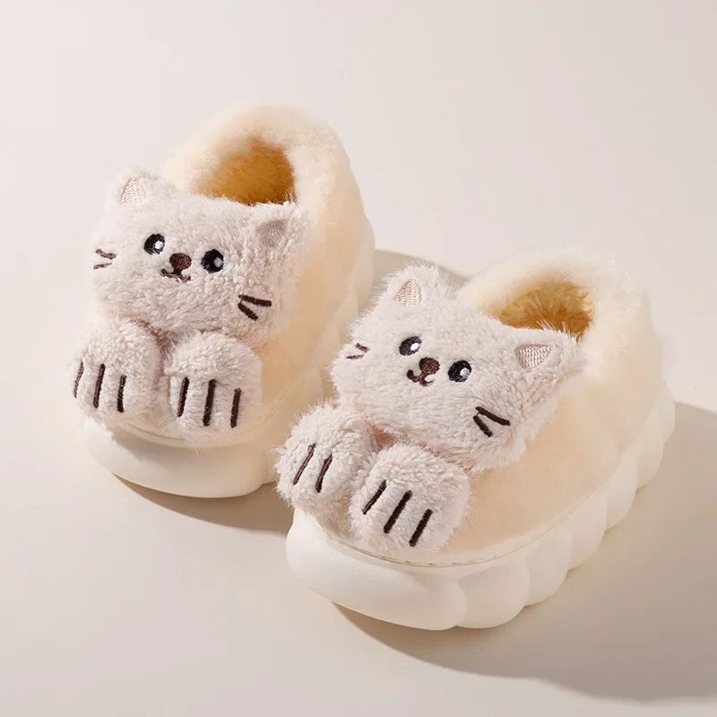 Cute Cat Girl House pantofole inverno caldo bambini scarpe di cotone all\'aperto moda Versatile causale bambini pantofole di peluche fondo morbido