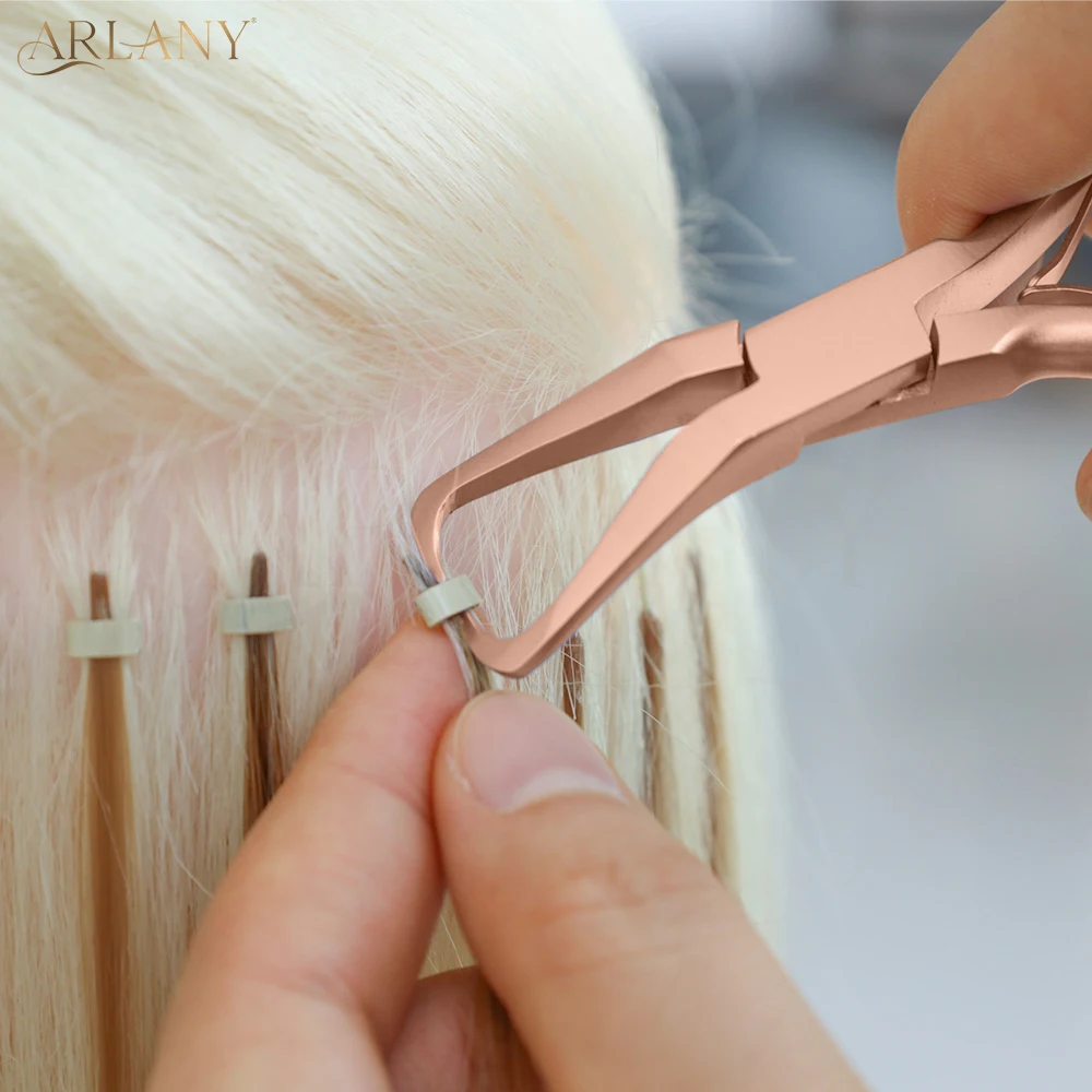 ARLANY كماشة تمديد الشعر لخواتم الخرز الصغير مايكروولينك الخرز مزيل كماشة للخياطة ملحقات لحمة ريشة ملحقات