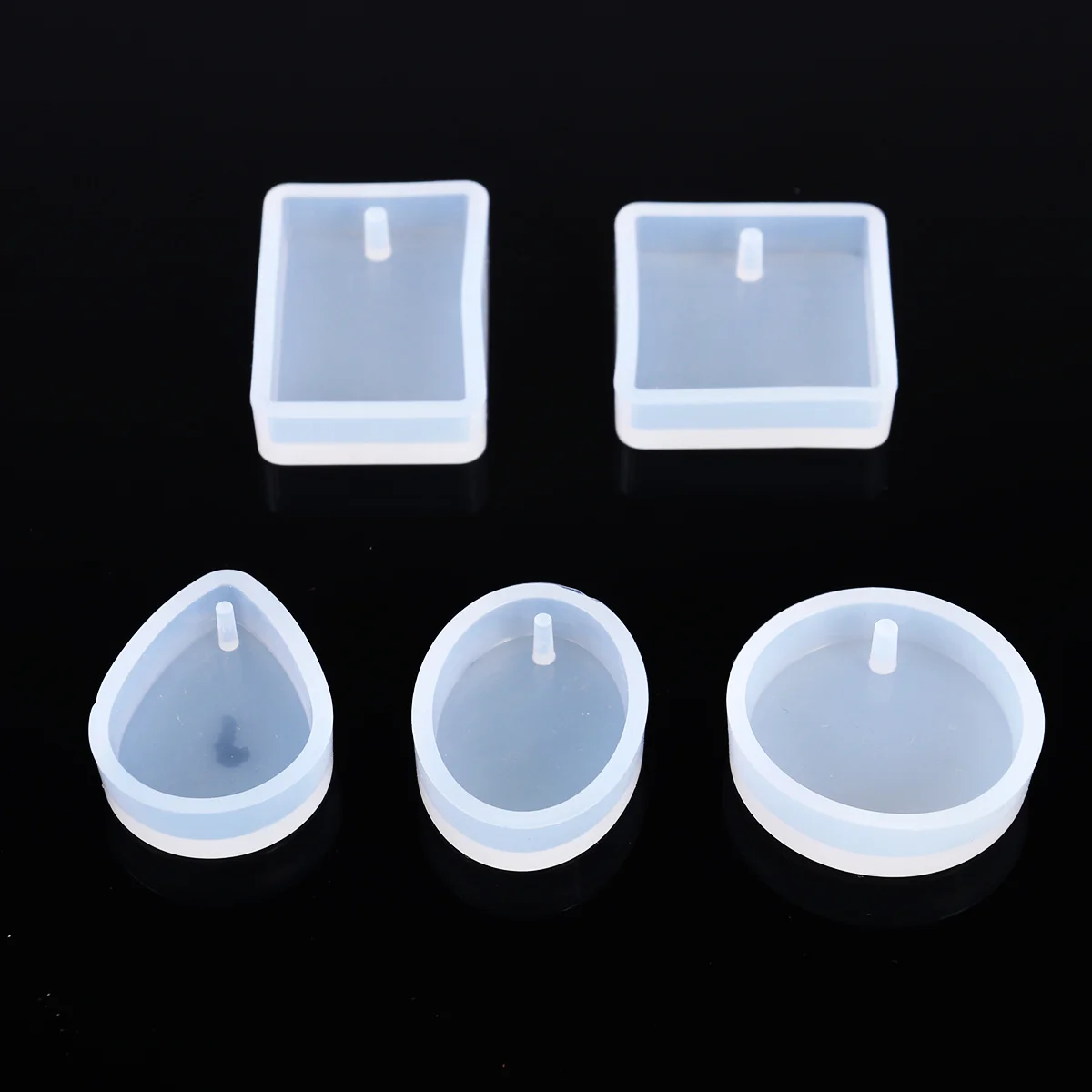 

5Pcs Clear Silicone Molds for Resin Crafting Crystal Drop Mold Kit Rectangle Waterdrop Round Square Oval Easy Clean Flexible