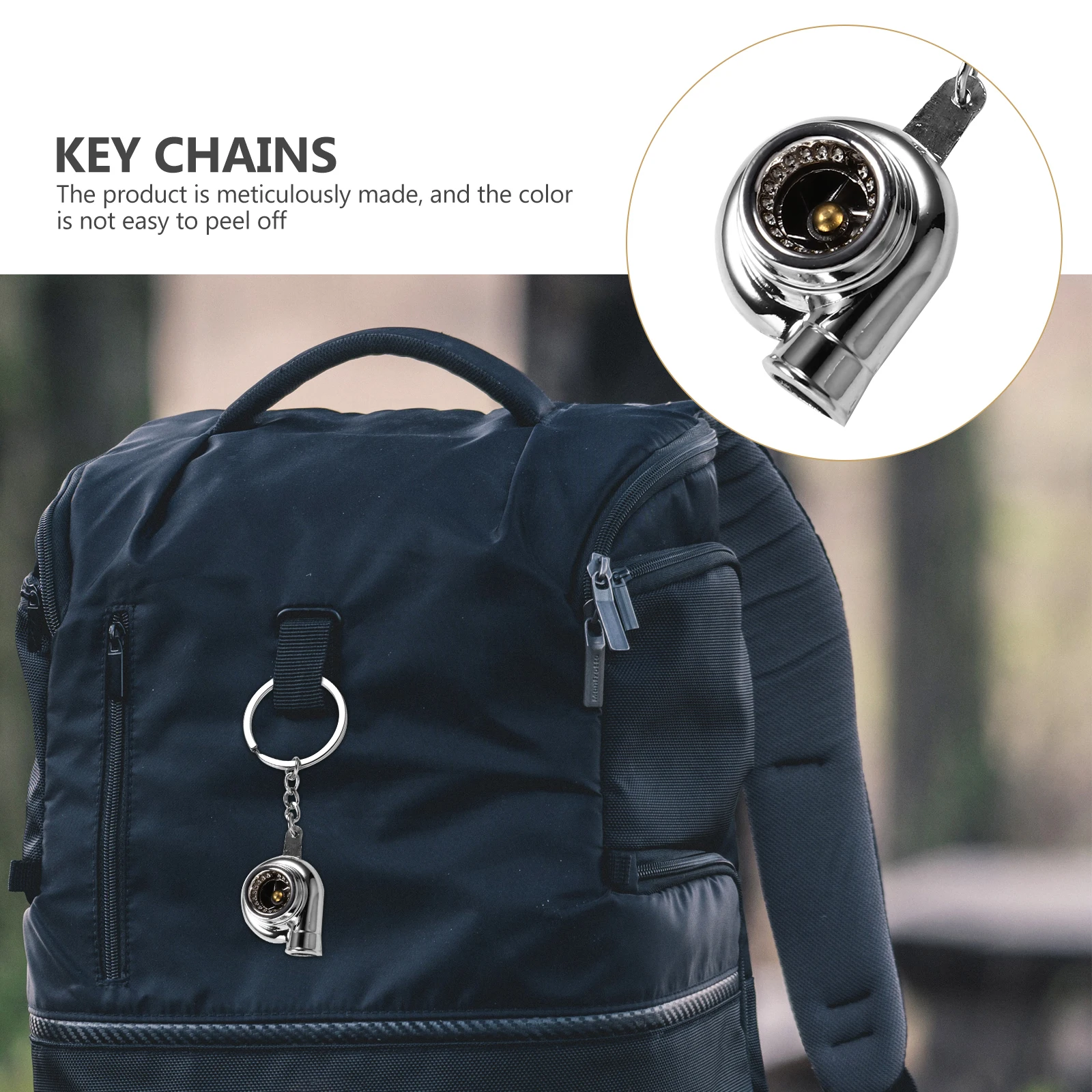 2 Pcs Metal Keychain Car Turbocharger Shape Durable Zinc Alloy Creative Key Rings For Men Women Easy To Carry Popular