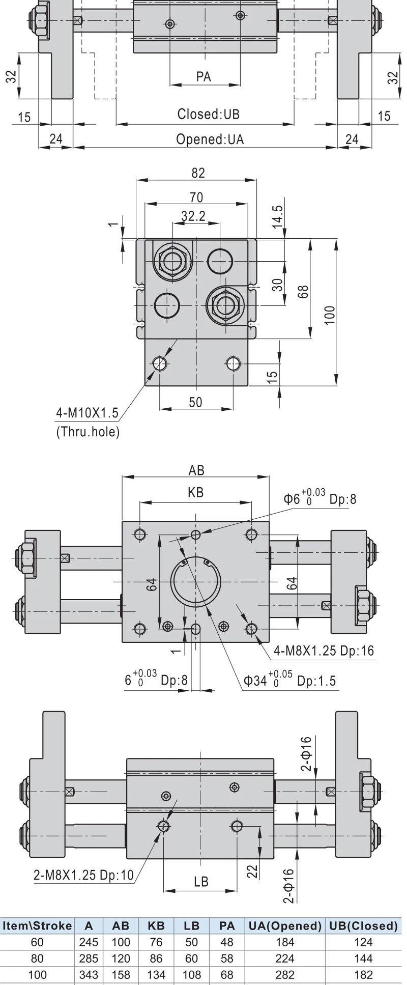 HFT-Serie Pneumatischer Zylinder mit großem Durchmesser, offener Fingerzylinder HFT10/16/20/25/32x20/30/40/60/80/150-S – Detail 14