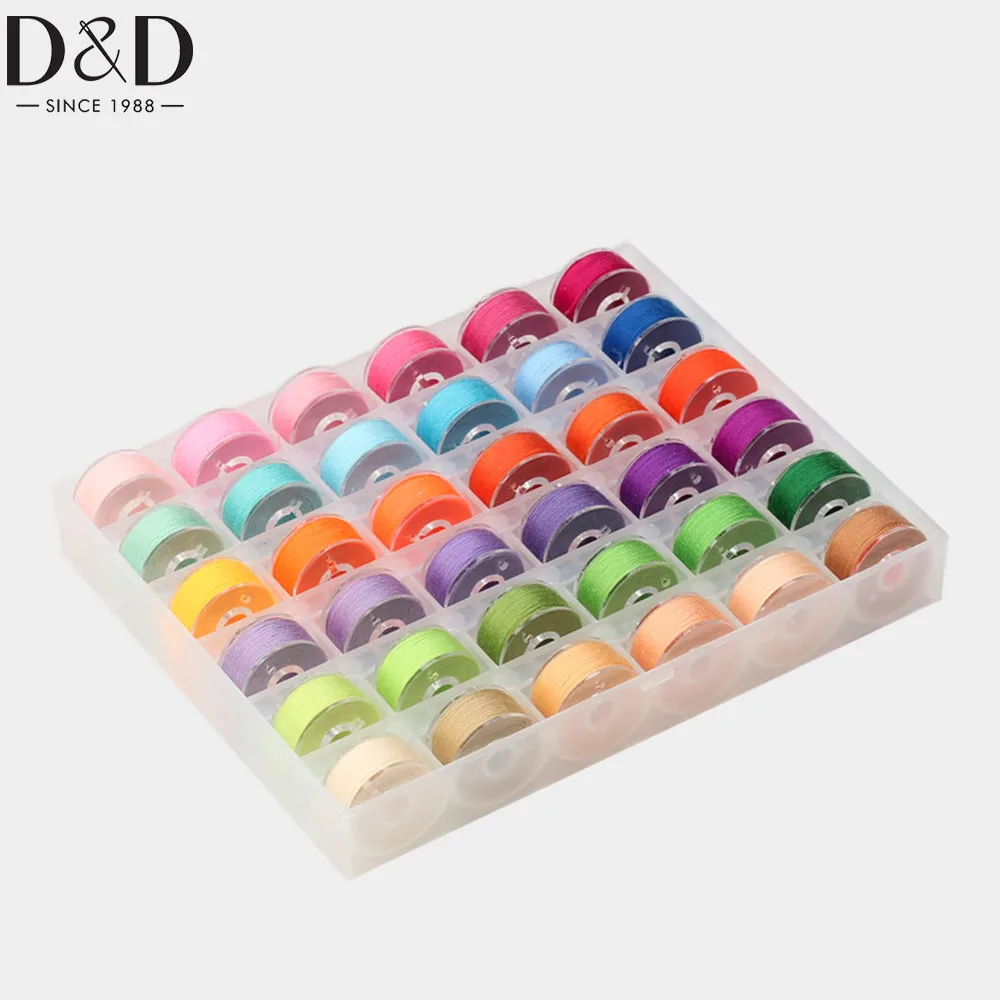 

D&D 36pcs Bobbins Sewing Thread with Bobbin Case Polyester Thread Compatible for Brother/Singer Embroidery Machine