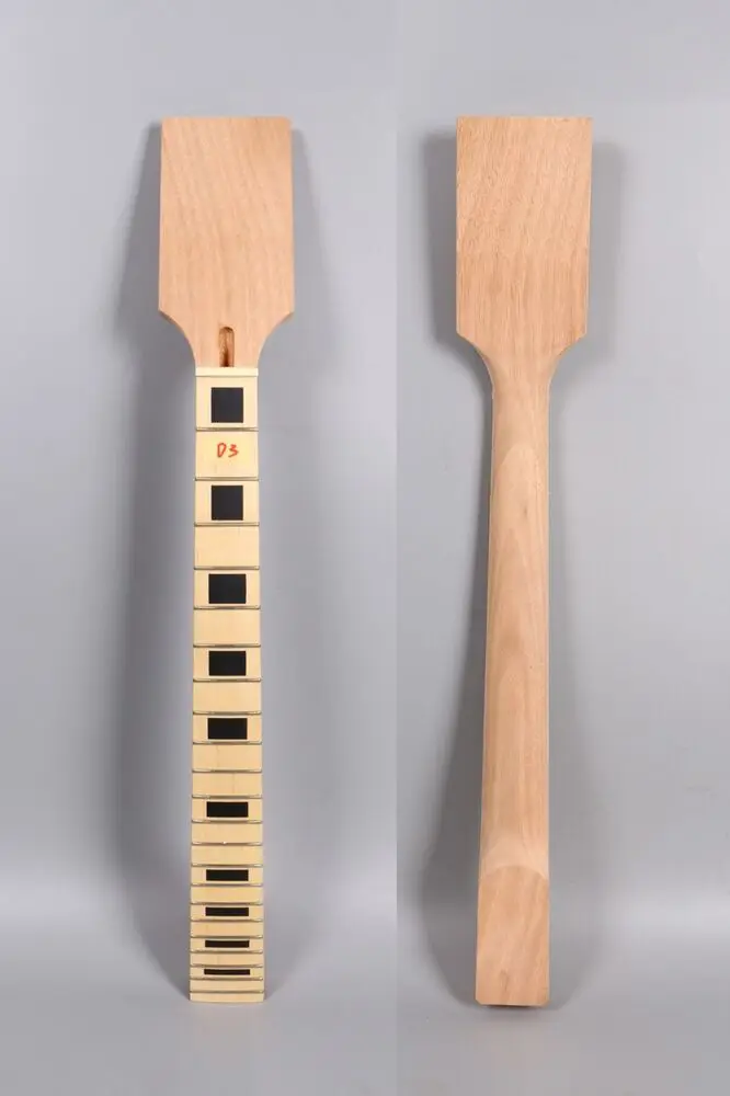 

Yinfente New Guitar Neck 24.75 Inch Maple Fretboard Block Inlay Unfinished Paddle Head 22 Fret with Binding Bolt on Heel