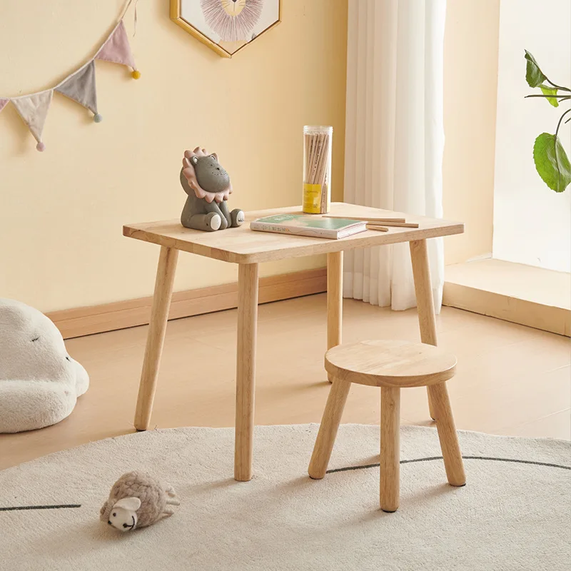 Children's writing study table baby toy table primary school student household desk children's back chair table and chair solid image 3