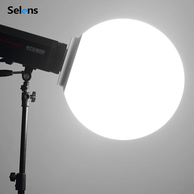 

Selens 30/40/50 см софтбокс с креплением Bowens, диффузор, абажур для фотосъемки, сферический мягкий световой шар для студии, мощная вспышка
