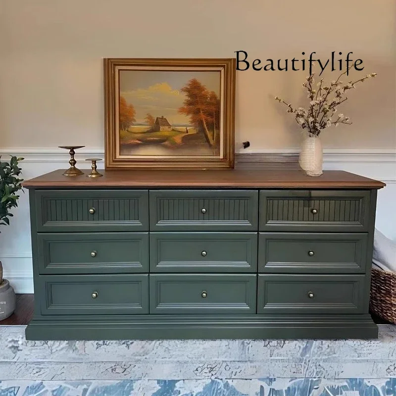 

WM French retro nine-chest cabinet, bedroom storage cabinet, living room wall drawer storage cabinet