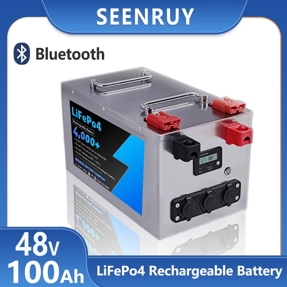 

48v 100Ah Lifepo4 Deep Cycle Battery Pack Prefect for RV Solar Energy Home Backup with BMS Optional Bluetooth + 10A Charger