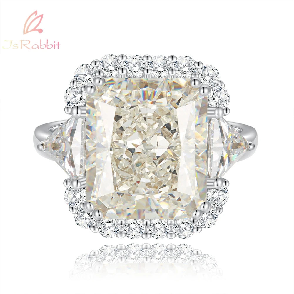 

IsRabbit 18K Gold Plated Cushion Cut 8CT Lab Created Moissanite Synthetic Diamond Anniversary Ring Luxury Jewelry Drop Shipping