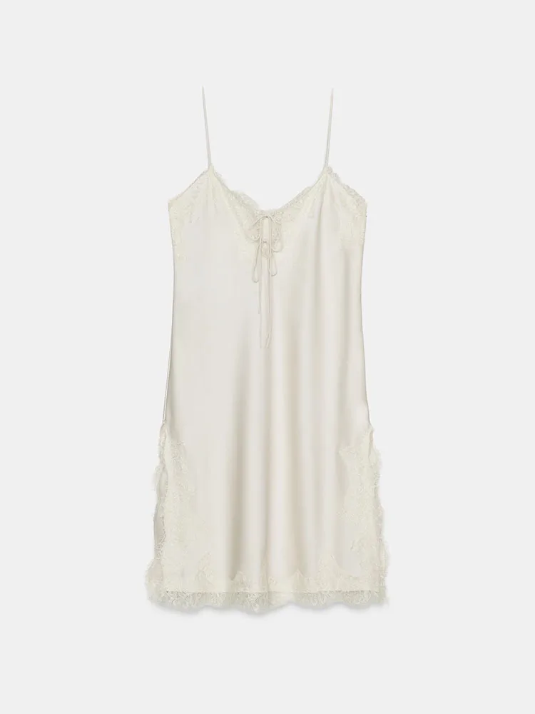 فستان كاجوال بحمالات من الدانتيل الفاخر ZA2025، تصميم نسائي جديد لخريف الموضة الحضرية، بدون أكمام، مصنوع من مواد 00%