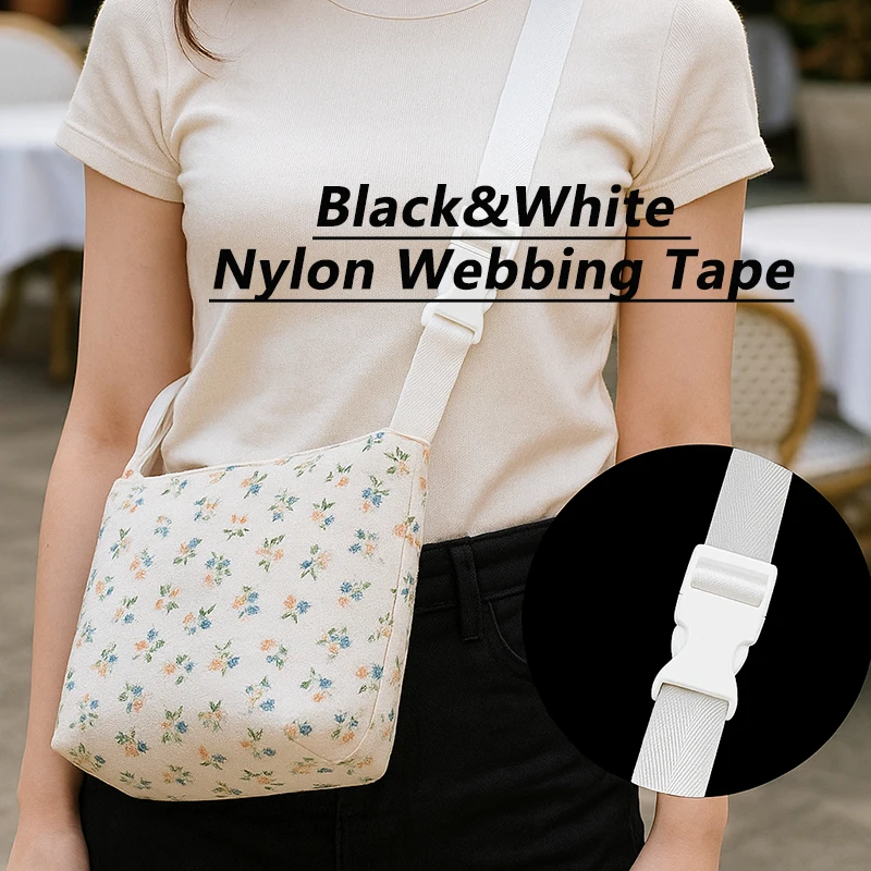 1-5 مجموعات أبيض وأسود النايلون حزام الشريط 20/25 مللي متر البلاستيك الإصدار إغلاق مشبك لحقيبة الظهر حزام المشبك DIY بها بنفسك الخياطة التبعي