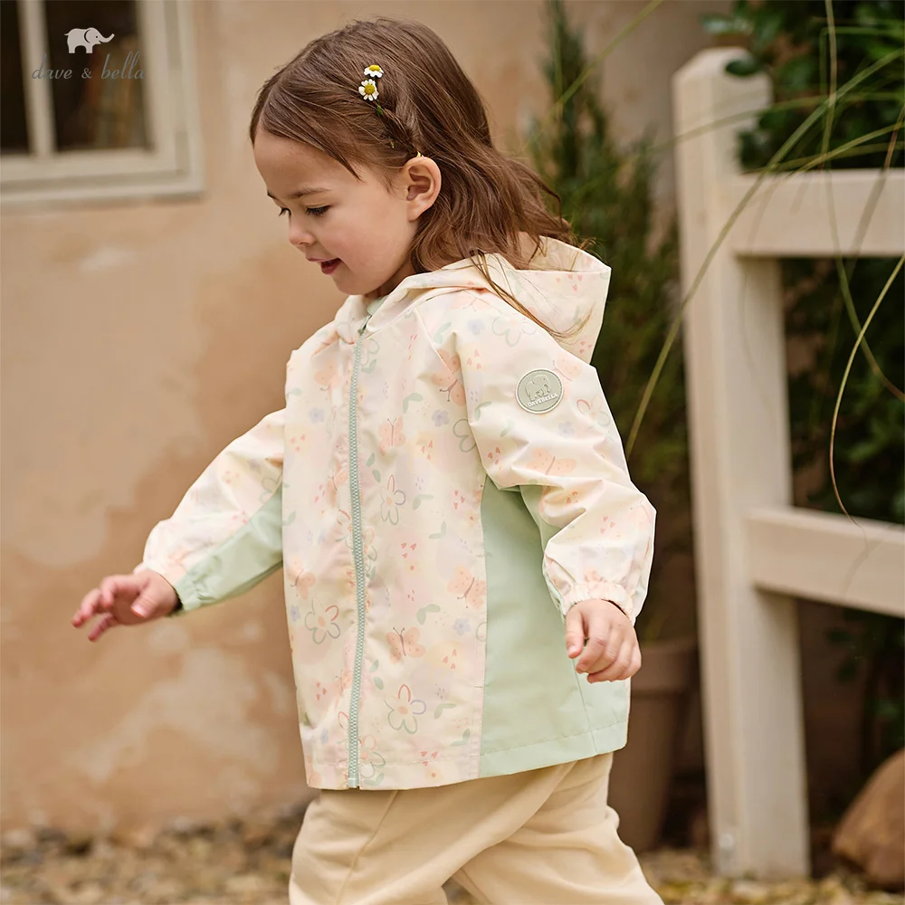 Dave Bella Children Sweet Print Spring Jacket Autumn Girl Clothing Kids Hoodie Coats Outerwear Waterproof Fashion Soft DB1261977