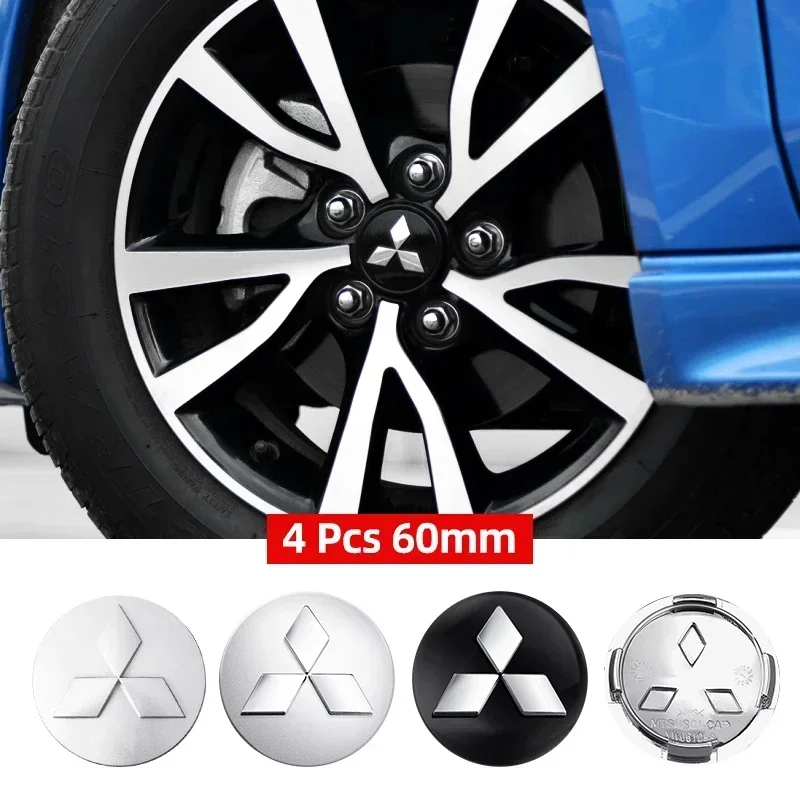 4 шт., 60 мм, центральная крышка колеса автомобиля, крышка ступицы, значок, автоаксессуары для Mitsubishi Ralliart Pajero L200 Evolution Evo ASX Competition