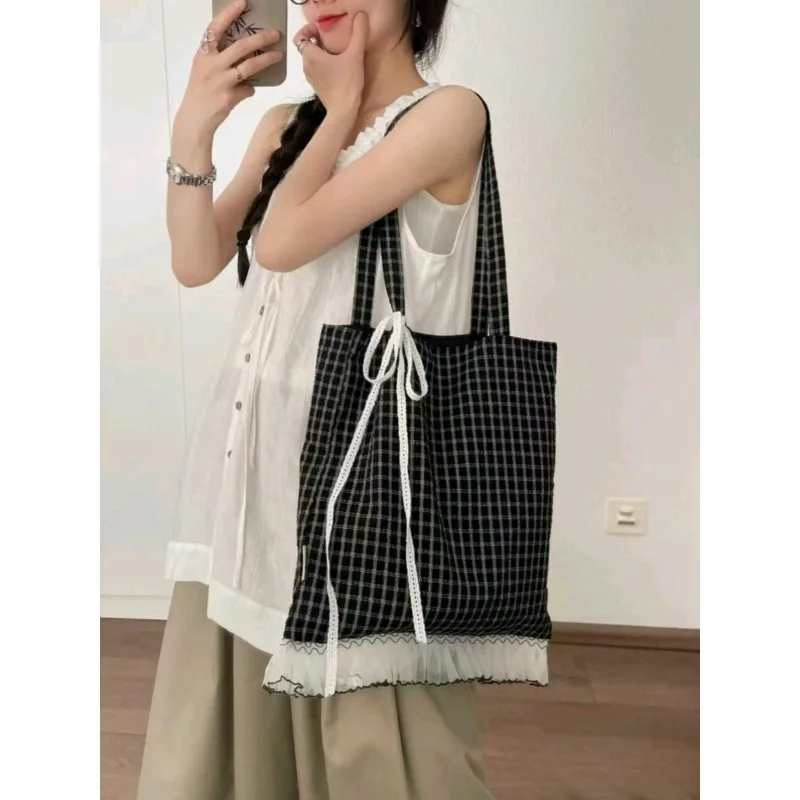 2025-nova-renda-arco-xadrez-bolsa-de-ombro-das-mulheres-grande-capacidade-commuter-sacola-moda-bolsas-leve-bolsa