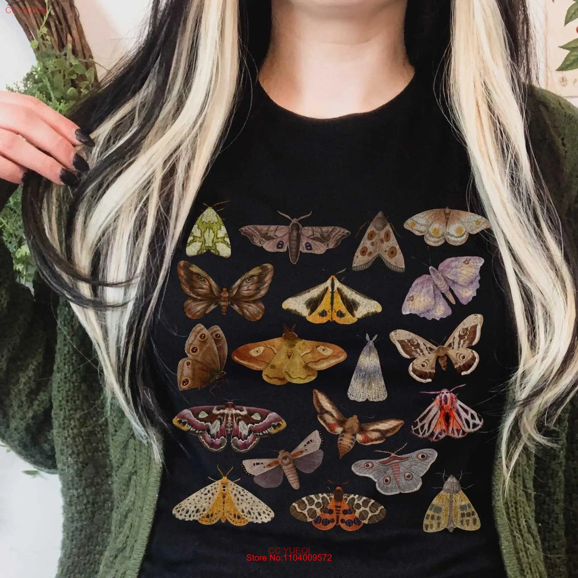 Retro Moth T Shirt Distressed Vintage Cottagecore Goblincore Insect Death's Head Forestcore long or short sleeves