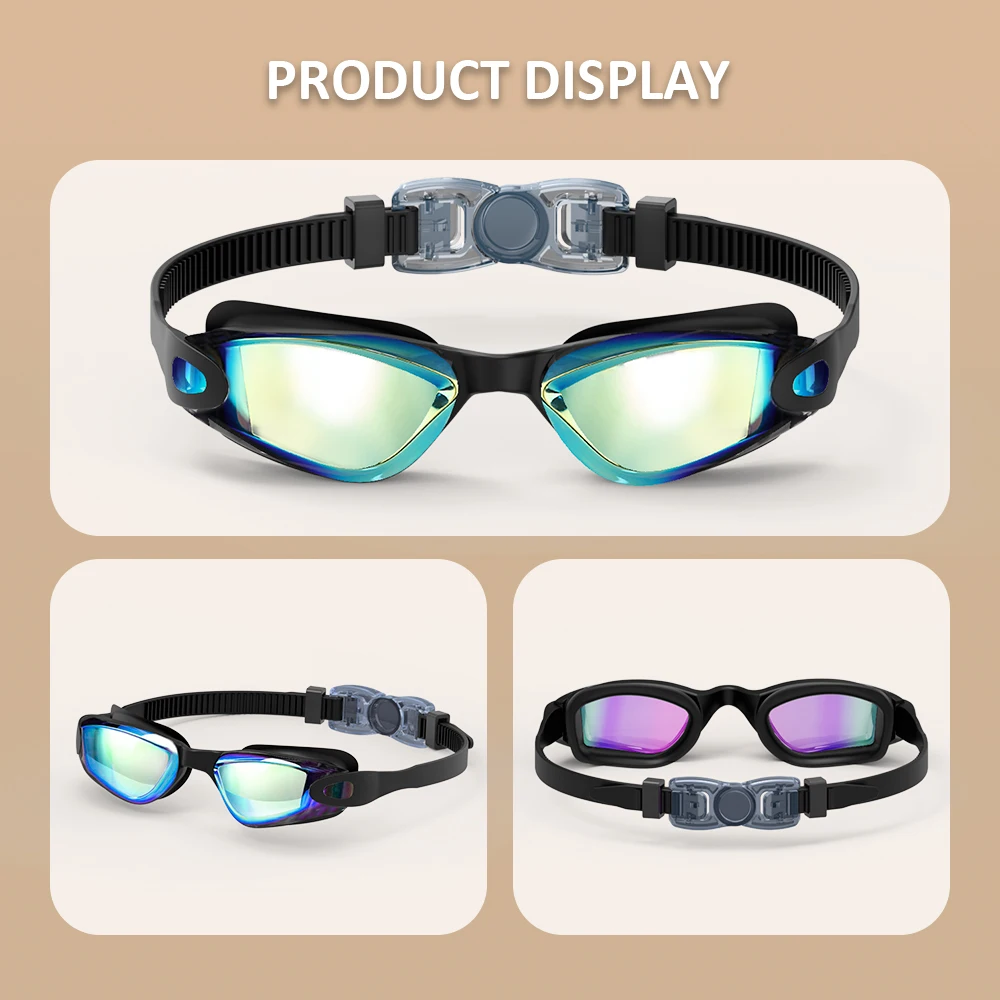 Adults Professional Swimming Goggles Electroplating Anti-Fog UV High-Definition Swim Eyewear Adjustable Strap with Quick Release