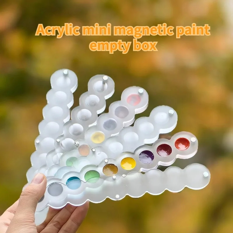 

9 Hole 1ml Acrylic Mini Magnetic Paint Empty Box Watercolor Box Creative Gourd Modeling Portable Art Painting Palette Supplies