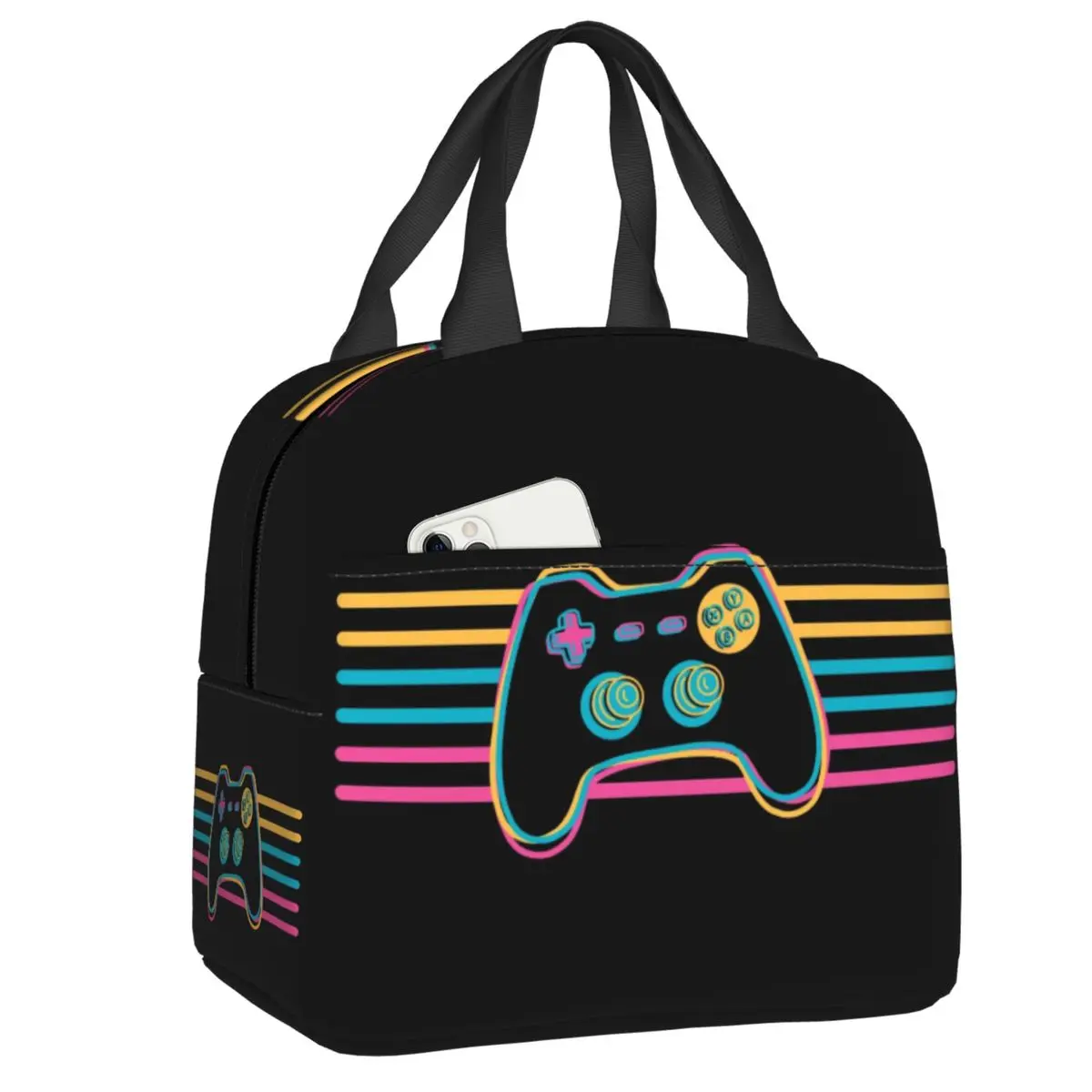 Controlador de jogos gamer retrô vintage personalizado] lancheiras para] videogame joypad joystick térmico resuável] lancheira de alimentos