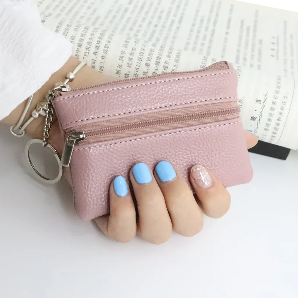 Key Holder Pouch Compact Key Ring Coin Pouch Mini Coin Purse Pu Leather Small Card Holder For Shopping Mini Lipstick Daily