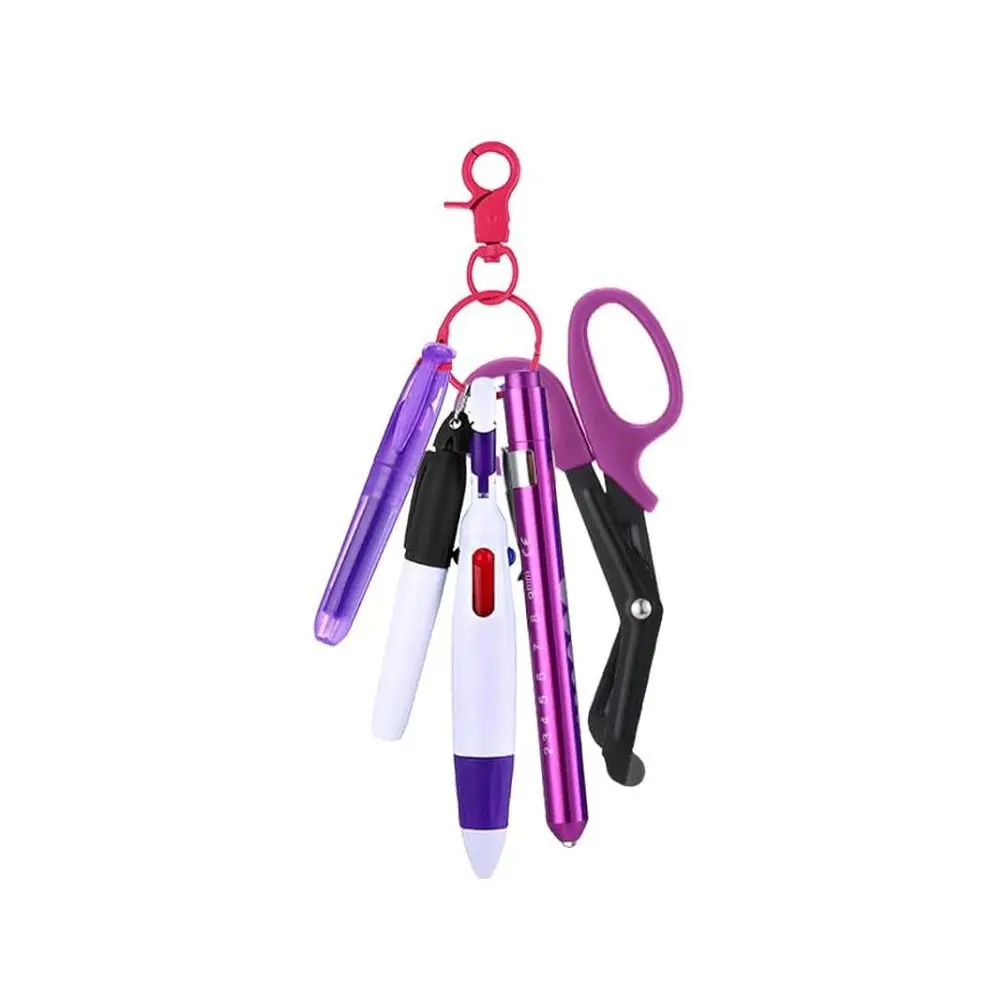 Gift Retractable Nurse Pen Set Multi-Functional LED Light Badge Keychain Badge Reel Office