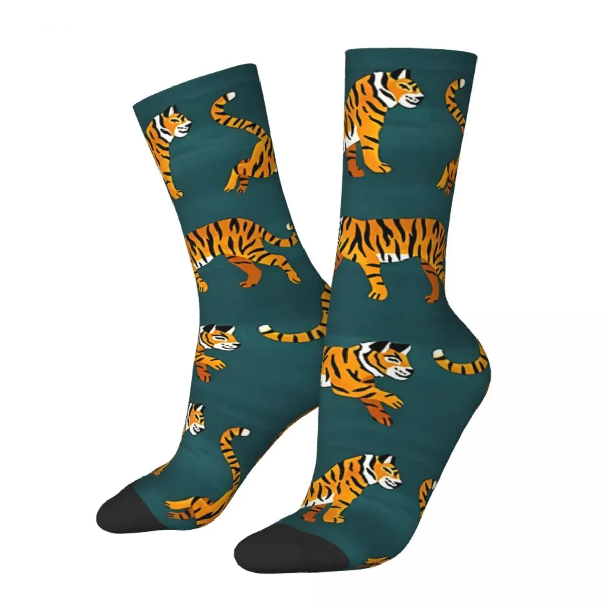 Hip Hop Vintage Bengal Navy Crazy Men's Socks Tiger Animal Lover Unisex Harajuku Printed Novelty Happy Crew Sock Boys Gift